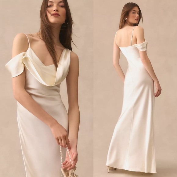 Reformation Ronda Silk Cowl Neck Wedding Maxi Dress Ivory White NEW with tags - Picture 1 of 15